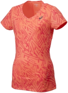 【ASICS/アシックス】 ALLOVER GRAPHIC TOP コーラルピンク レディース アシックス